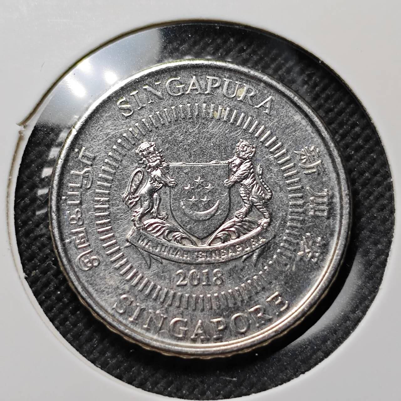 KK钱币收藏小铺  第414期 2月预留时间 周末发货 2018新加坡50分 