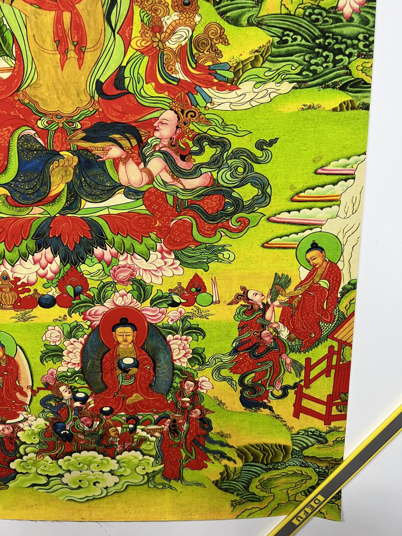 零元拍：唐卡装饰艺术复制画 （非原画）做旧工艺 名稱：妙音天女 规格：41✖️71 