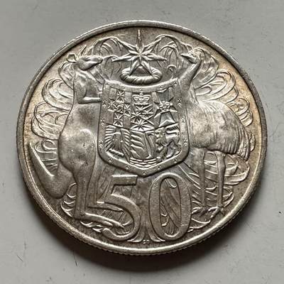 🌹外币初藏🌹🐯2026年第36场   每周二四六晚8️⃣点 接代拍 - 澳大利亚 1966年 50分银币 80%银-13.28g-31.65mm