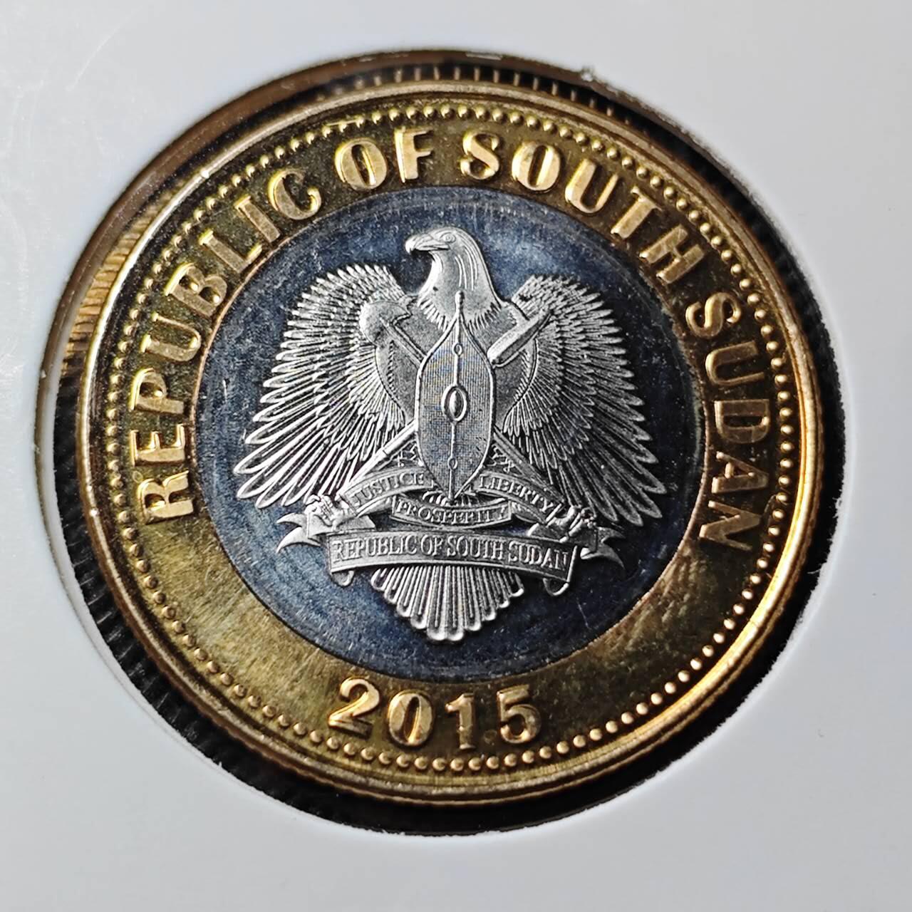 KK钱币收藏小铺  第414期 2月预留时间 周末发货 2015南苏丹2镑 