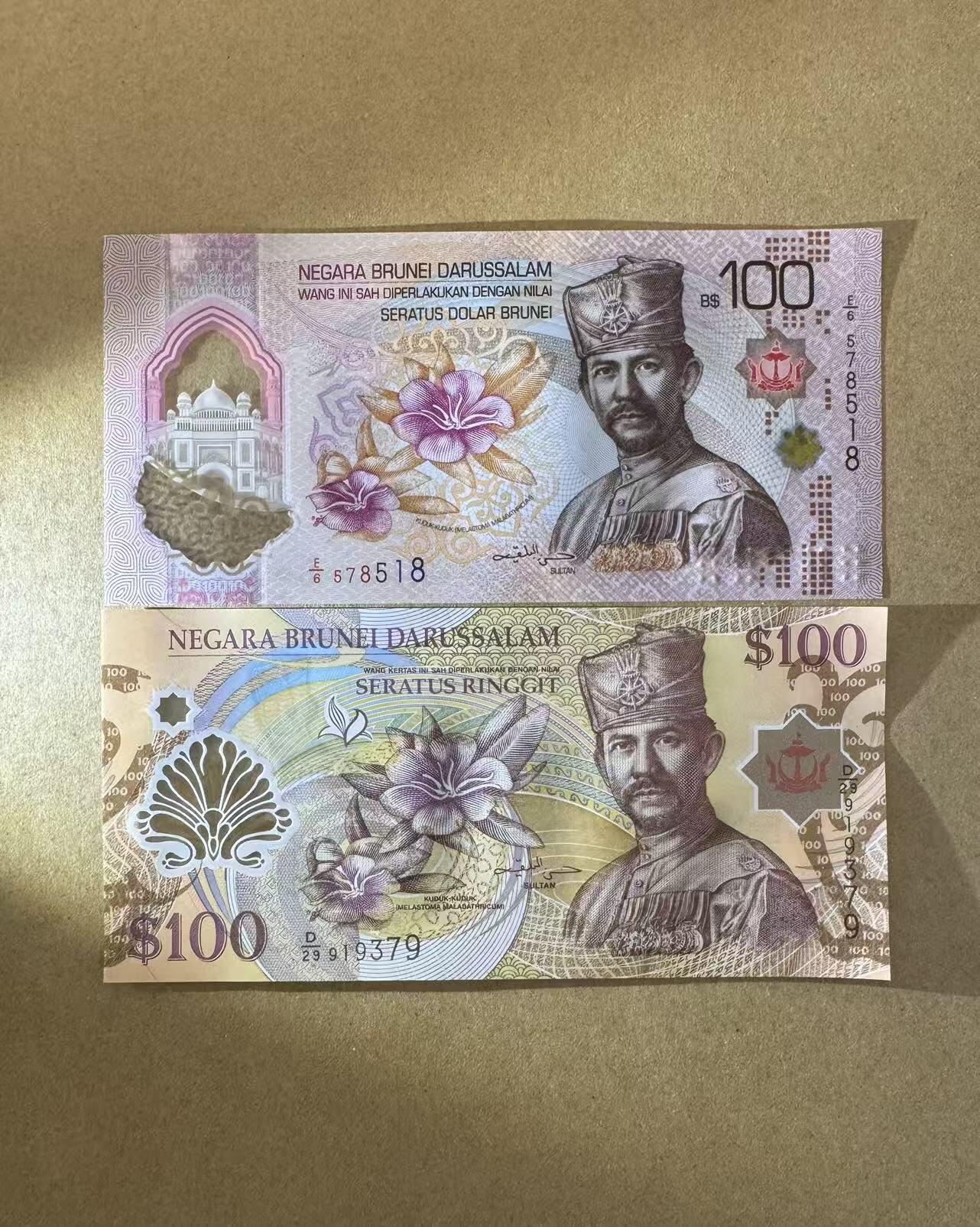 【Blue Auction】世界纸币精拍第802期——18级TOP拍卖/信誉/品质/专业/高效💫  【一组2张】文莱 不同版本100元 塑料钞 全新UNC