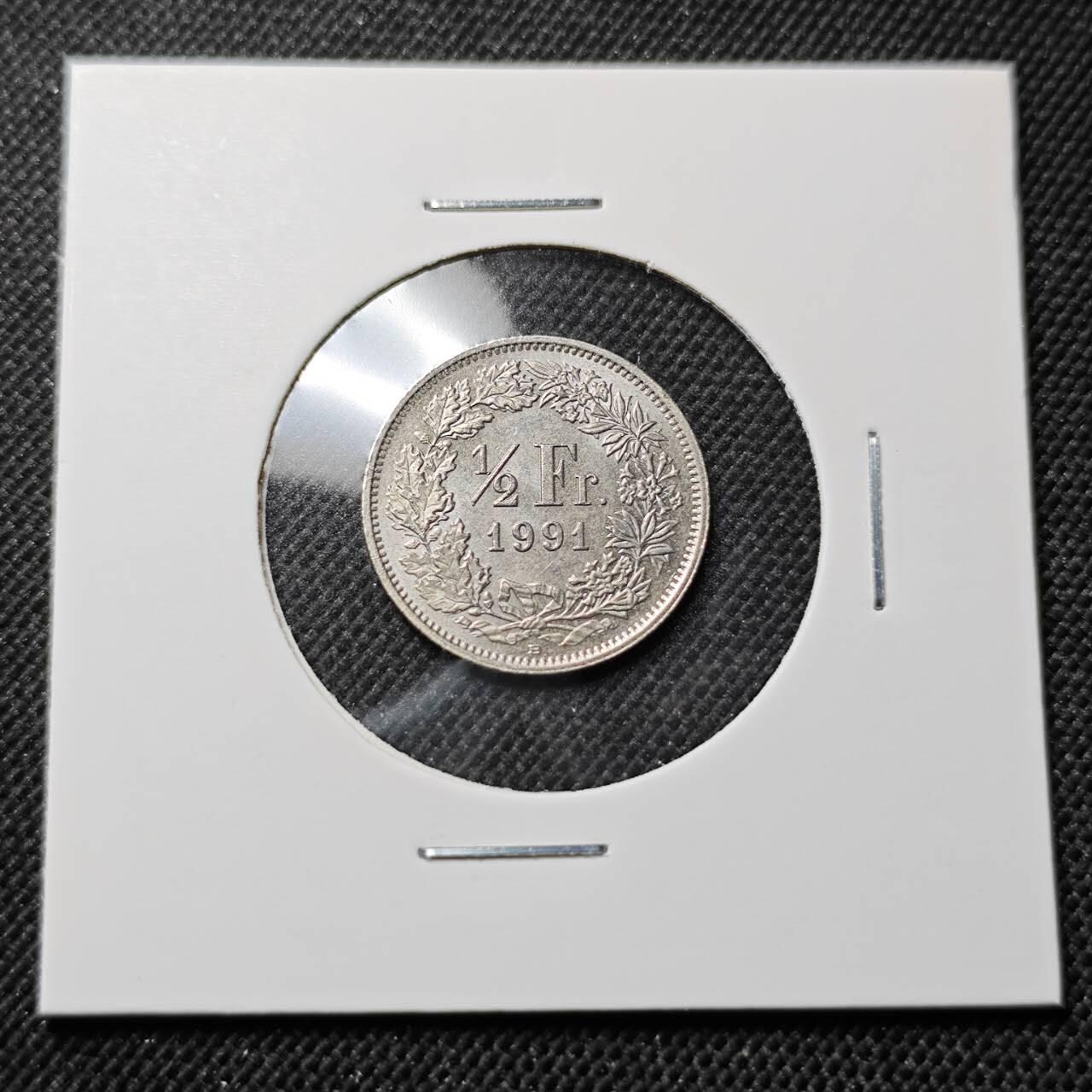 KK钱币收藏小铺  第414期 2月预留时间 周末发货 1991瑞士1/2法郎