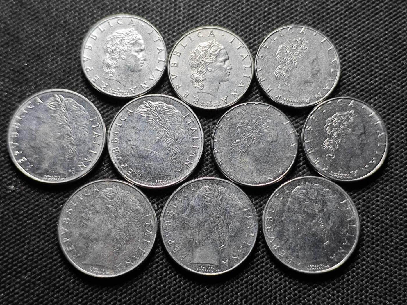 KK钱币收藏小铺  第414期 2月预留时间 周末发货  意大利50/100里拉一组10枚 5对