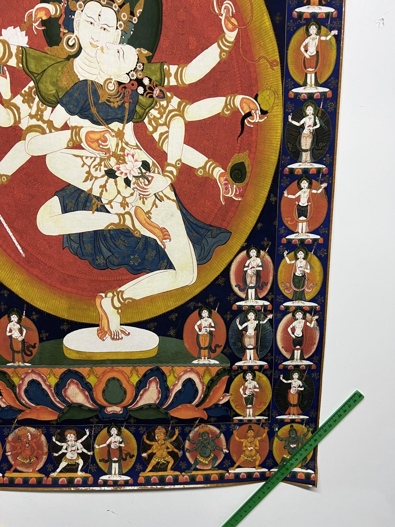 零元拍：唐卡装饰艺术复制画 （非原画）做旧工艺 名稱：勝樂金剛雙神像 规格：90✖️58