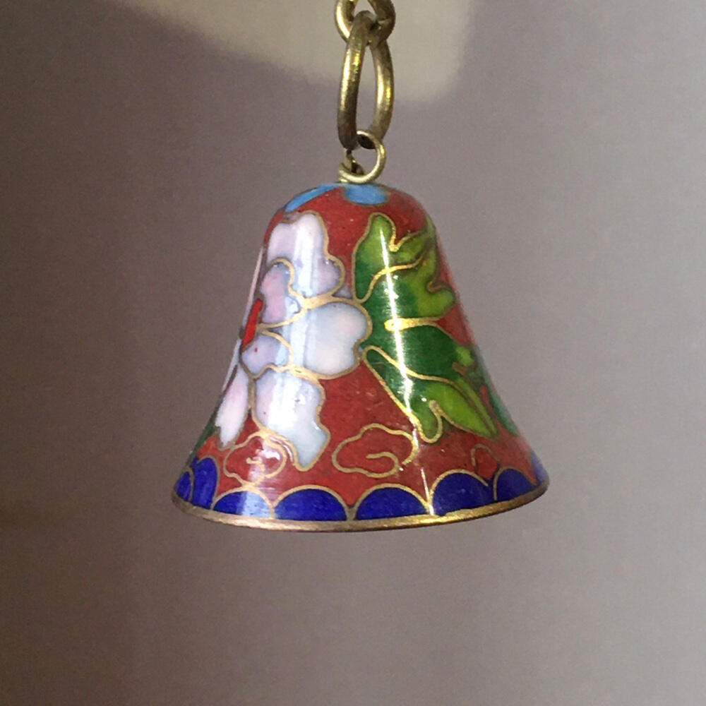 出口创汇景泰蓝铜胎掐丝珐琅磨光红色铃铛1个原版真品文玩艺术收藏

