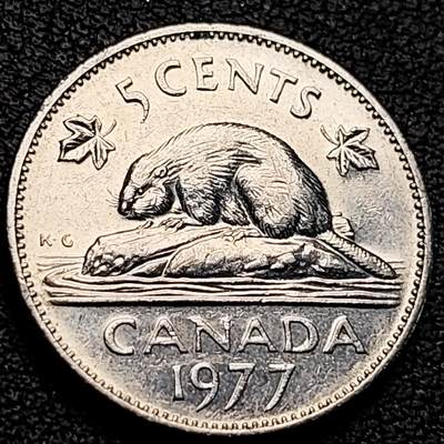 泉币菌-第219场-拍品多 请提前出价 - 加拿大1977年 5分镍币 伊丽莎白二世女王
