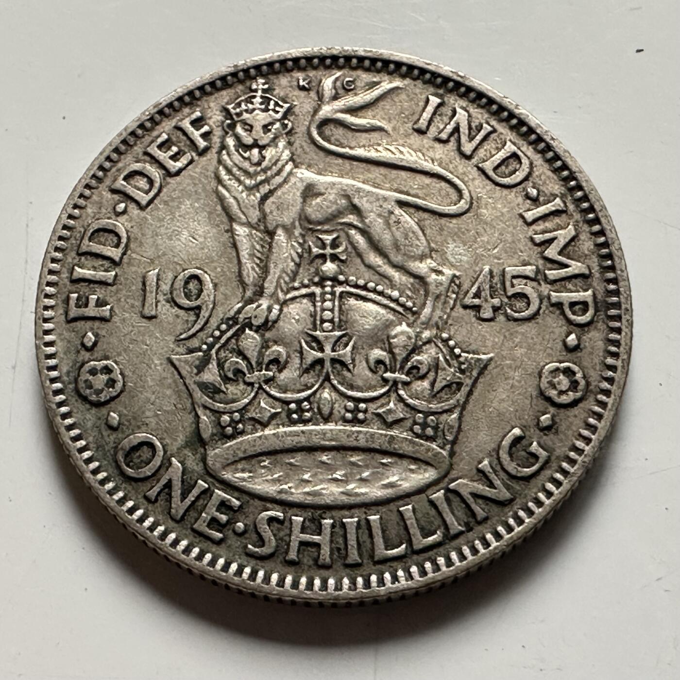 🌹外币初藏🌹🐯2026年第36场   每周二四六晚8️⃣点 接代拍 英国 1945年1先令银币 50%银-5.66g-23.5mm 