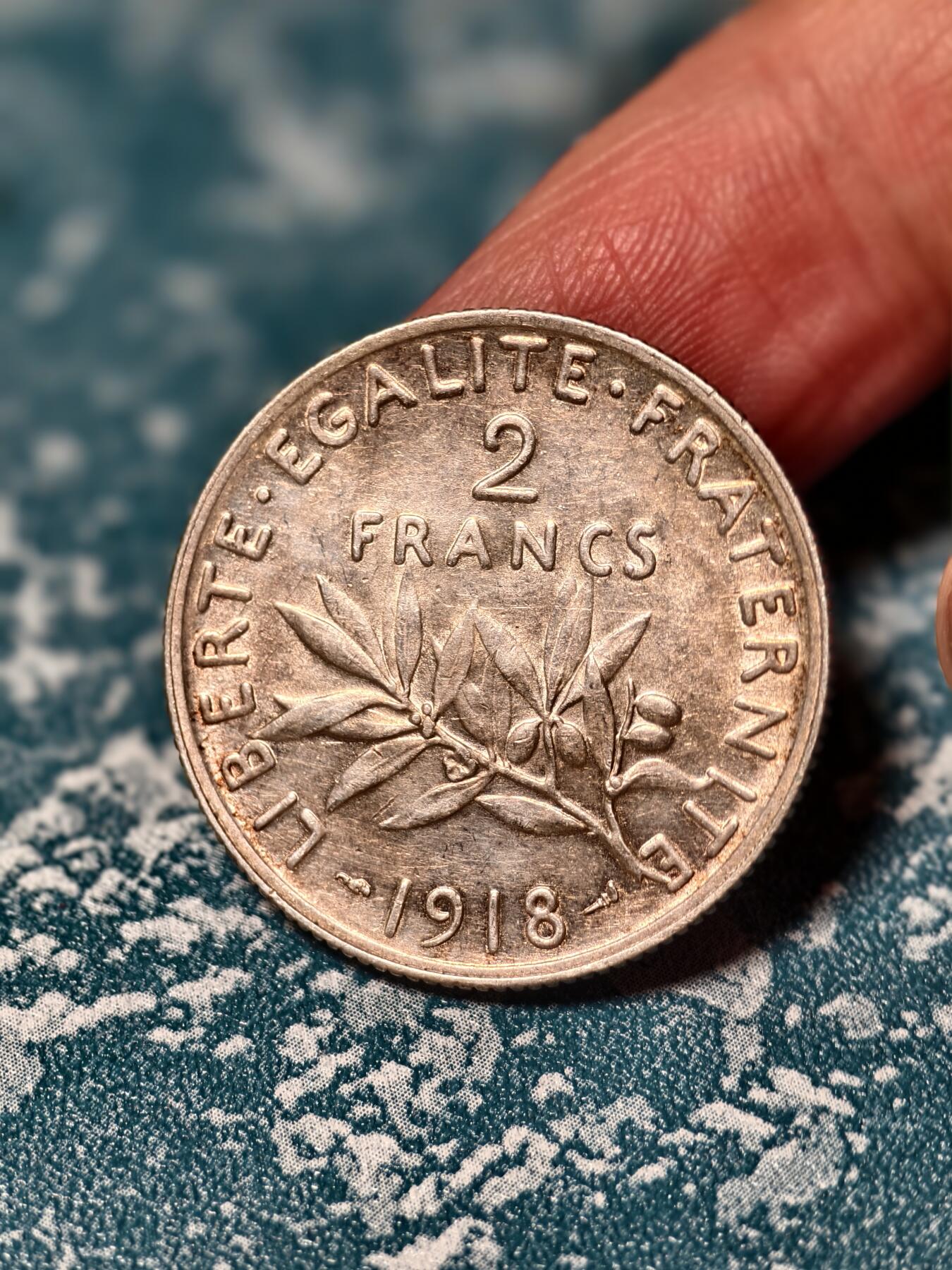 抚柳草堂-第二十一期章牌钱币  奖章勋章 满百包邮 放漏专场 1918法国2法郎播种女神银币 重10.1g 法兰西第三共和国时期经典流通银币 雕刻家名家Oscar Roty设计 彩光漂亮细节到位