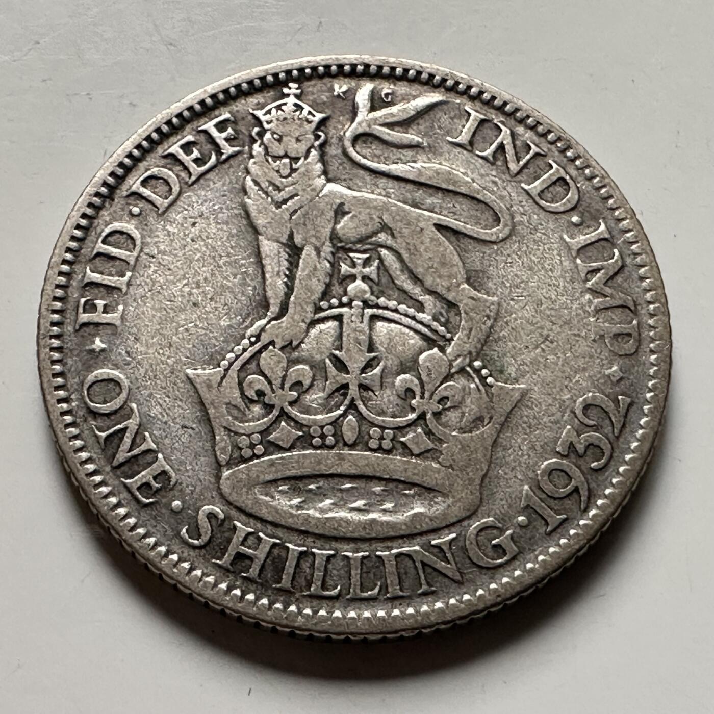 🌹外币初藏🌹🐯2026年第36场   每周二四六晚8️⃣点 接代拍 英国 1932年1先令银币 50%银-5.66g-23.5mm c