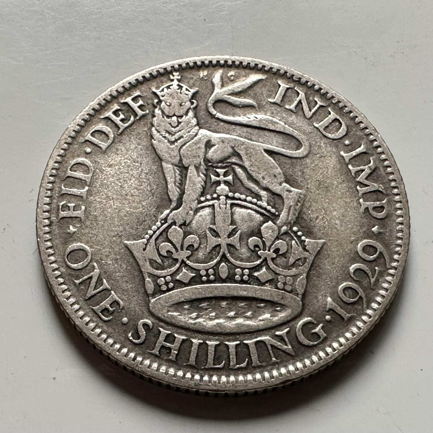 🌹外币初藏🌹🐯2026年第36场   每周二四六晚8️⃣点 接代拍 英国 1929年1先令银币 50%银-5.66g-23.5mm b