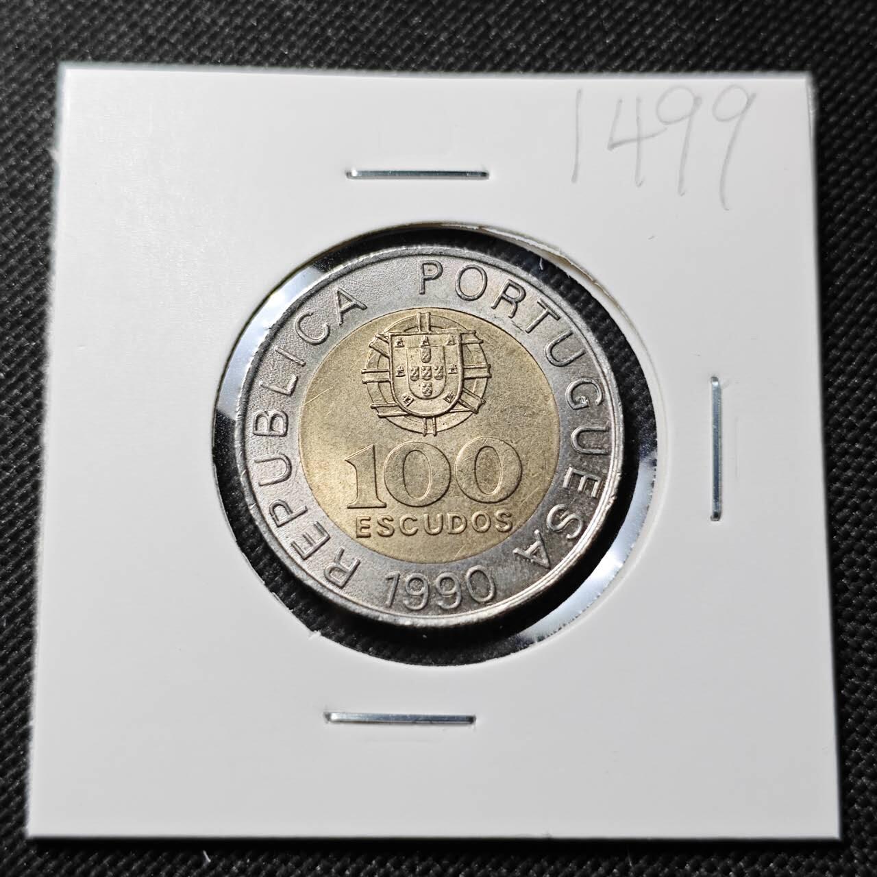 KK钱币收藏小铺  第414期 2月预留时间 周末发货 1999葡萄牙100埃斯库多好品双色币