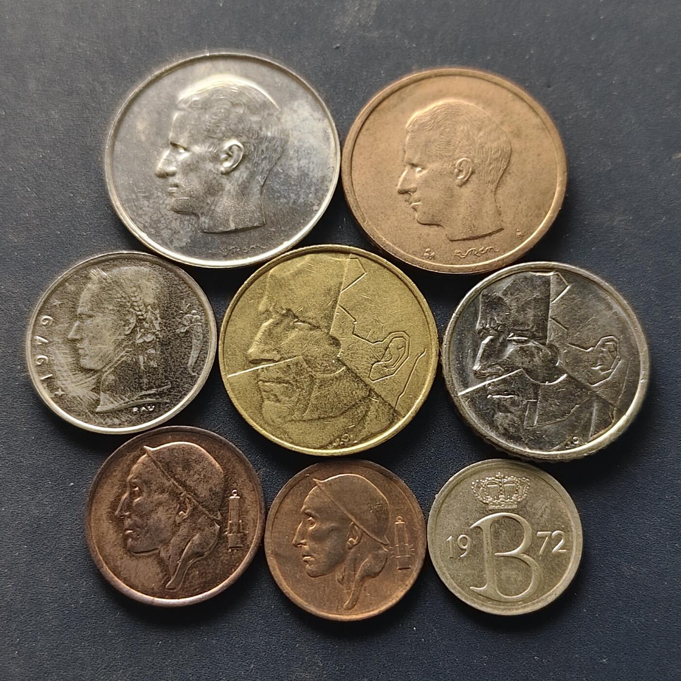 【全场包邮】纯粹捡漏拍518场 比利时1960-1988年BELGES版8枚套币