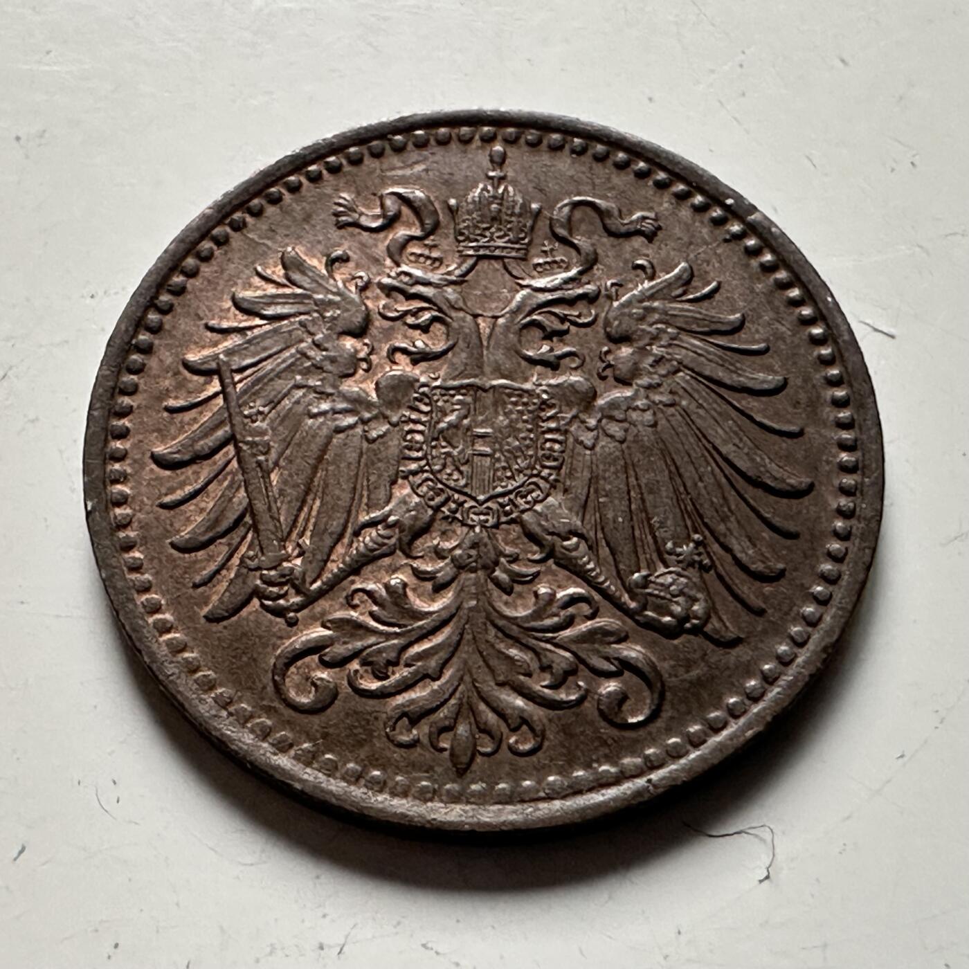 🌹外币初藏🌹🐯2026年第36场   每周二四六晚8️⃣点 接代拍 奥匈帝国 1901年 弗朗茨·约瑟夫一世 1赫勒 铜币