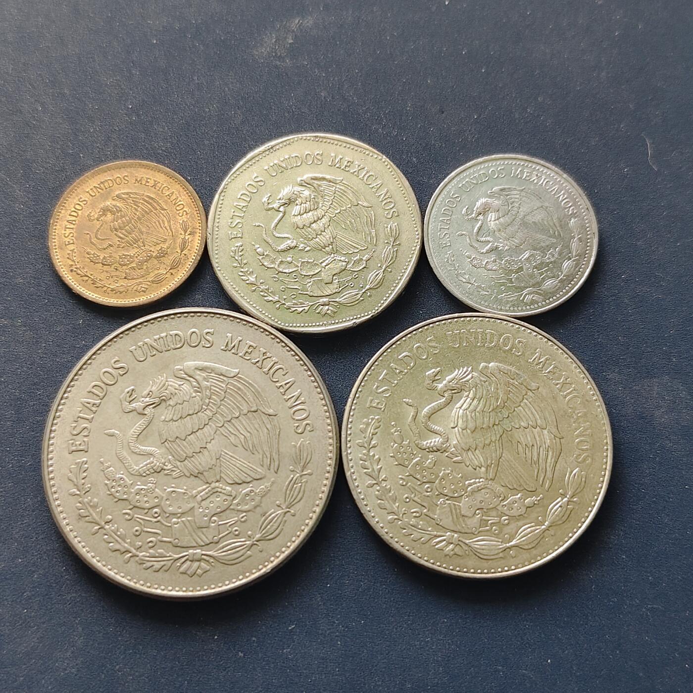 【全场包邮】纯粹捡漏拍518场 墨西哥1980-1984年玛雅文化版5枚套币