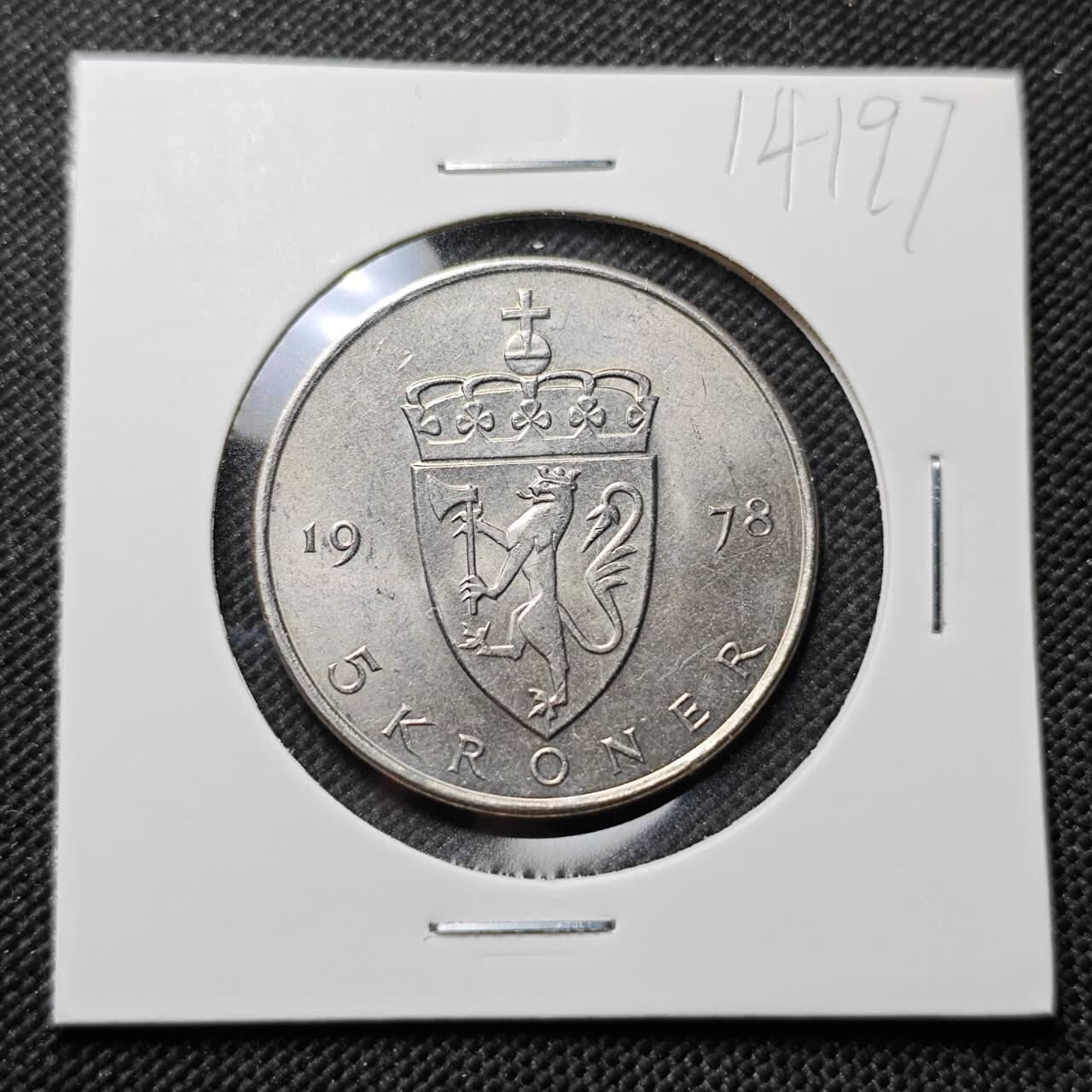 KK钱币收藏小铺  第414期 2月预留时间 周末发货  1978挪威5克朗