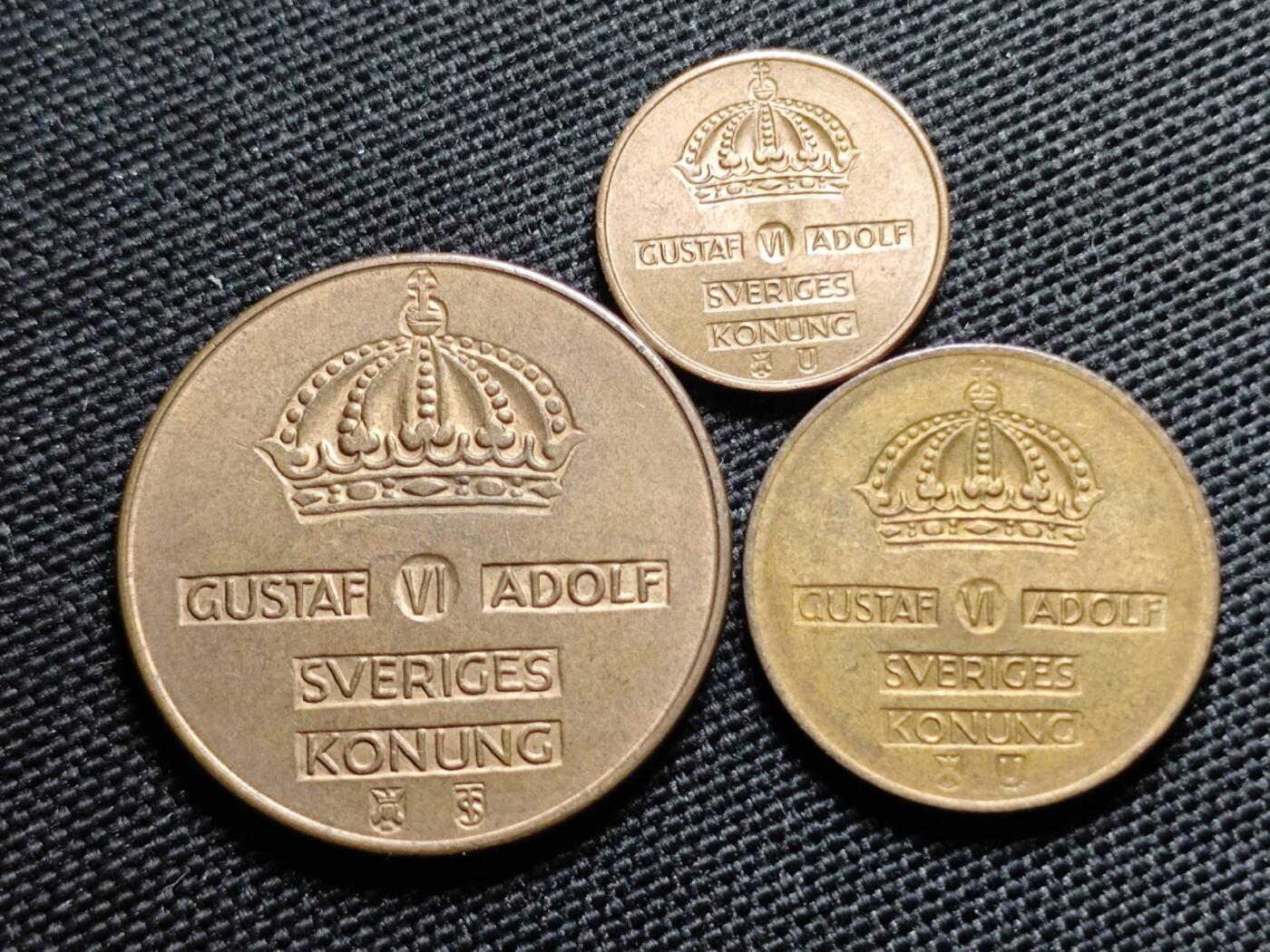 KK钱币收藏小铺  第414期 2月预留时间 周末发货  瑞典大小面值铜币一套