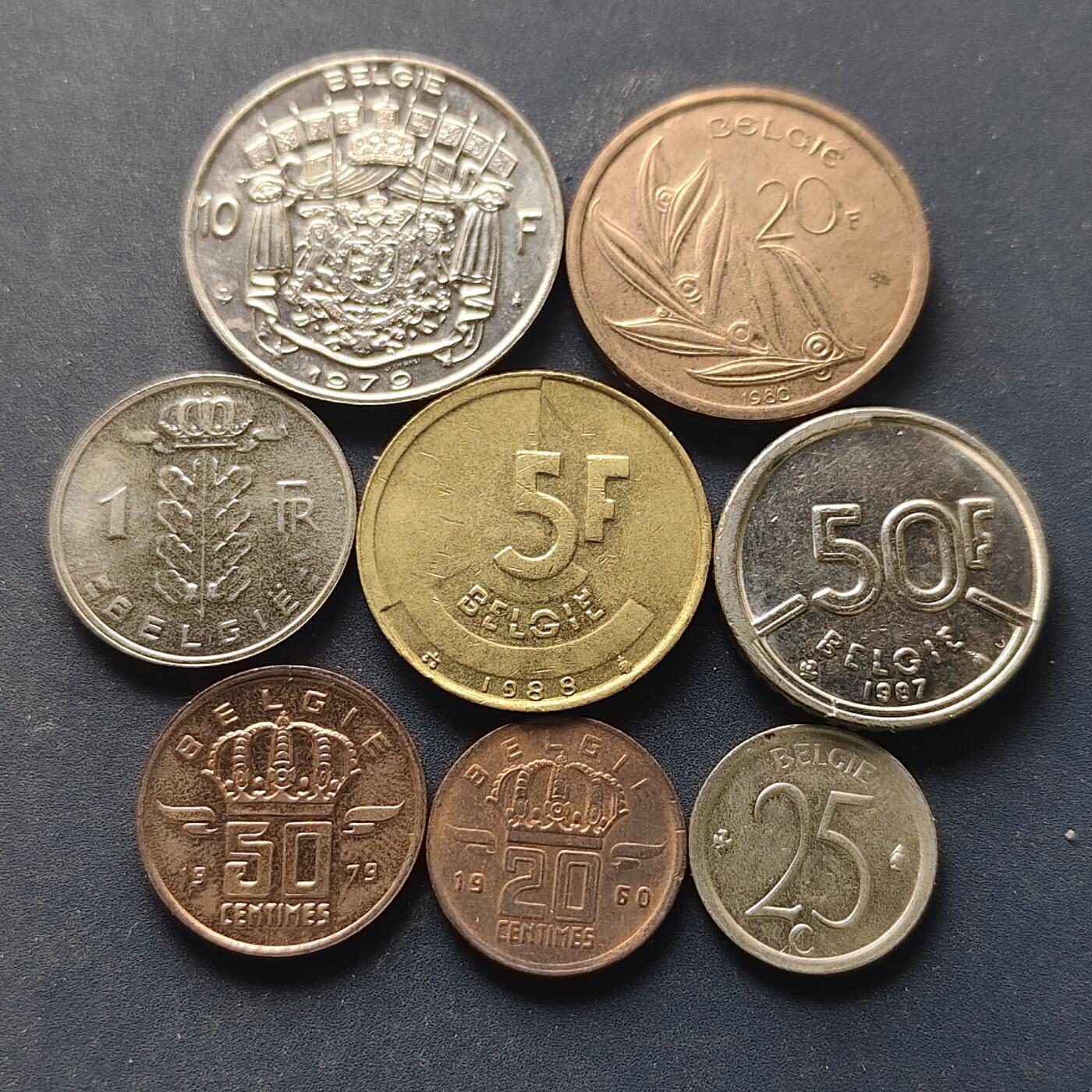 【全场包邮】纯粹捡漏拍518场 比利时1960-1988年BELGES版8枚套币