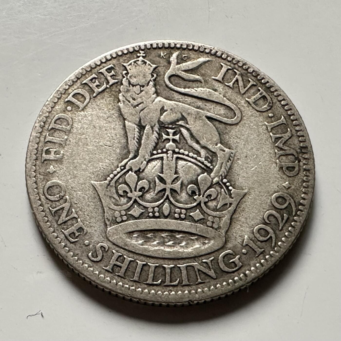 🌹外币初藏🌹🐯2026年第36场   每周二四六晚8️⃣点 接代拍 英国 1929年1先令银币 50%银-5.66g-23.5mm a