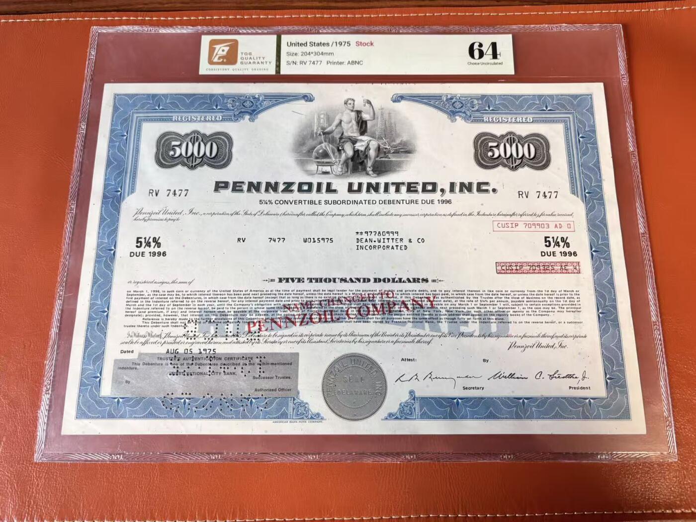 【Blue Auction】世界纸币精拍第802期——18级TOP拍卖/信誉/品质/专业/高效💫 【一组4张】美国 1954-93年 大票幅 雕版印刷股票一组 TQG64-45