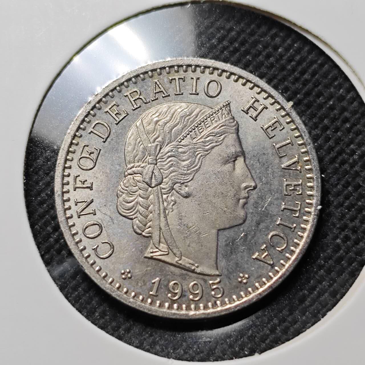 KK钱币收藏小铺  第414期 2月预留时间 周末发货 1995瑞士20分 