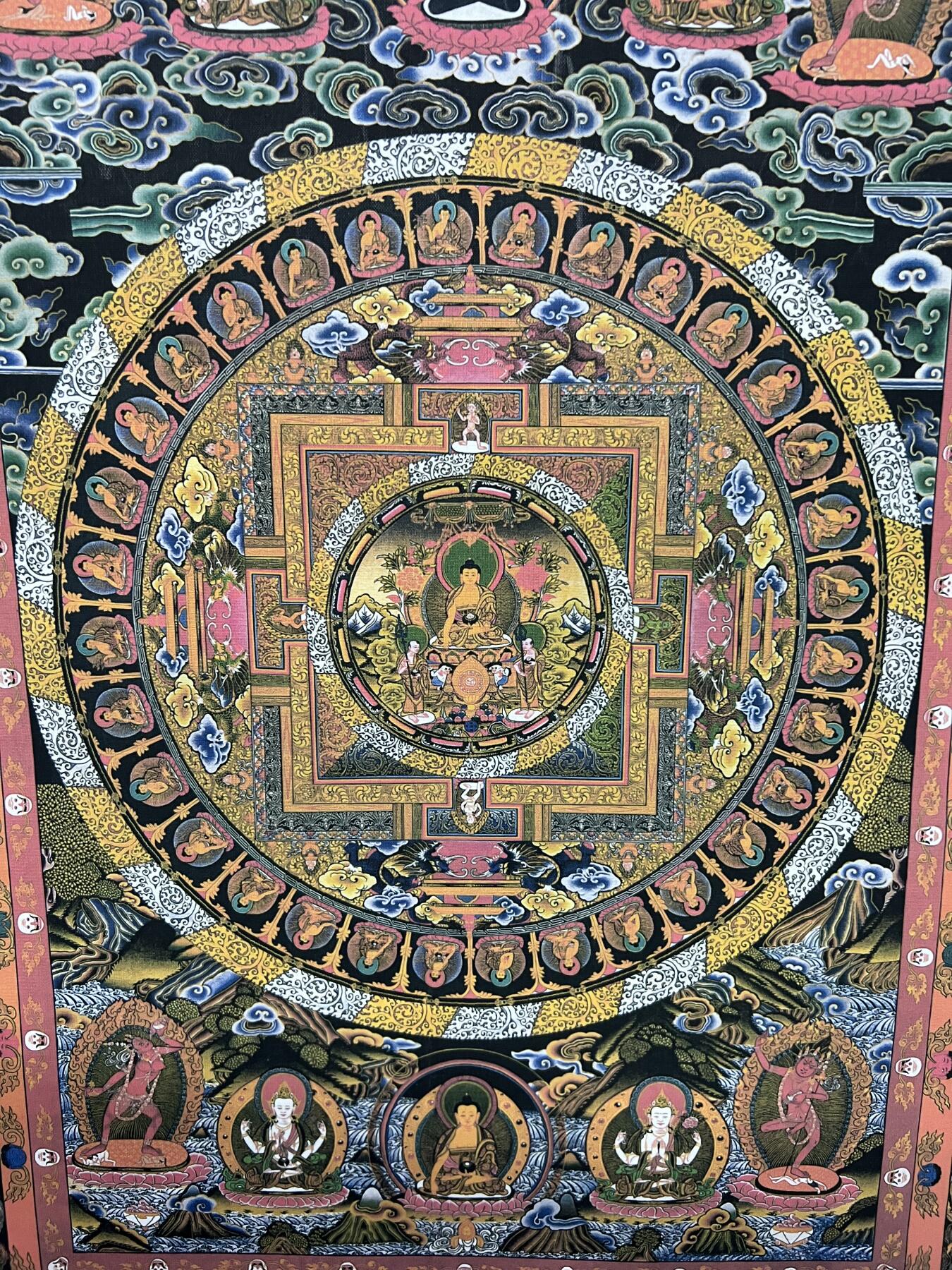 零元拍：唐卡装饰艺术复制画 （非原画）做旧工艺 名稱：曼茶羅 尺寸60✖️40