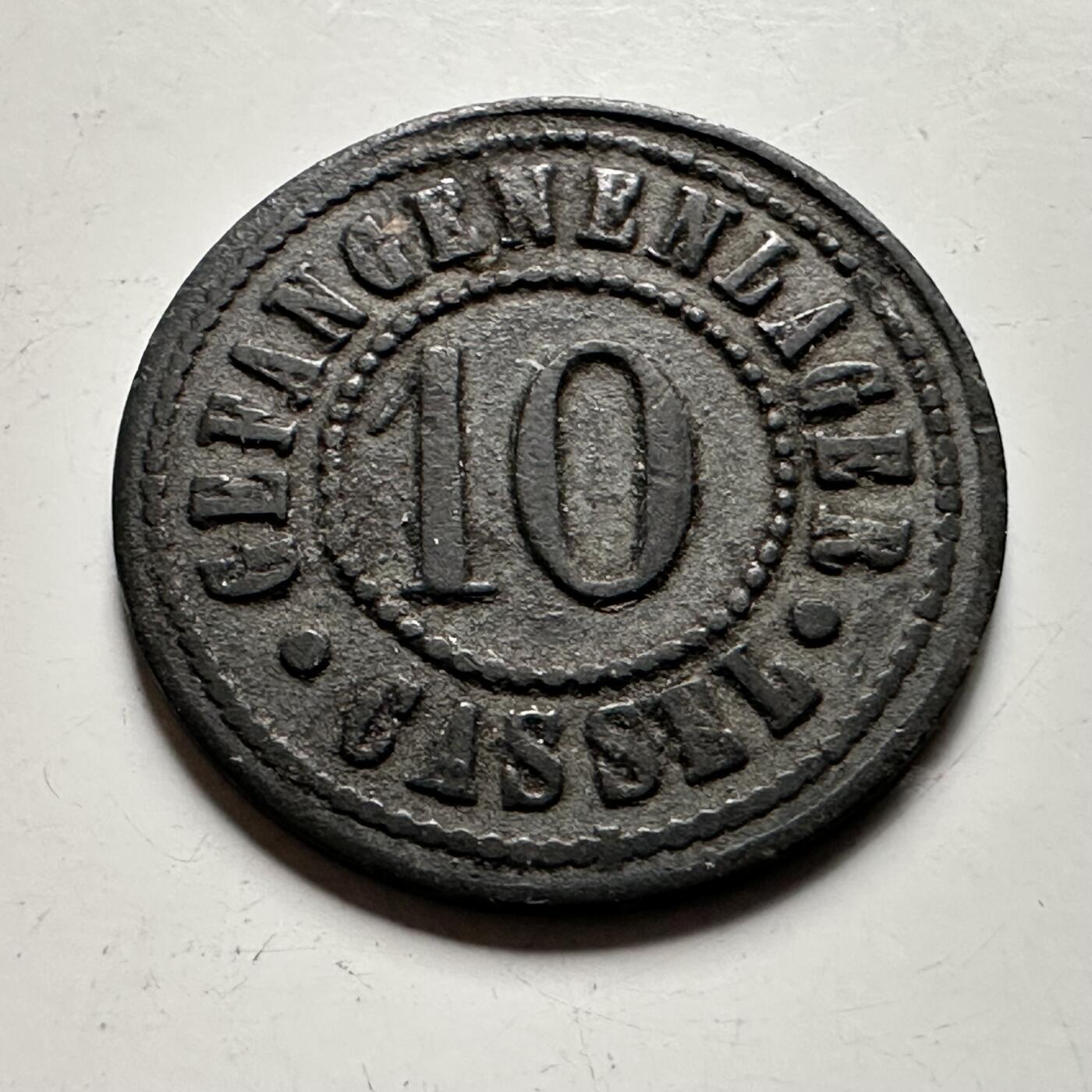 🌹外币初藏🌹🐯2026年第36场   每周二四六晚8️⃣点 接代拍 德国卡塞尔战俘营 10芬尼 锌质代用币（一战时期）