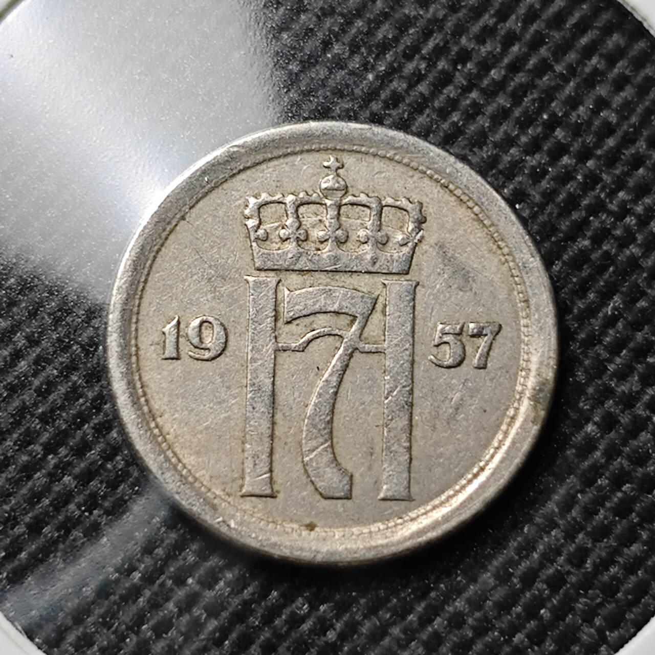 KK钱币收藏小铺  第414期 2月预留时间 周末发货 1957挪威10欧尔 