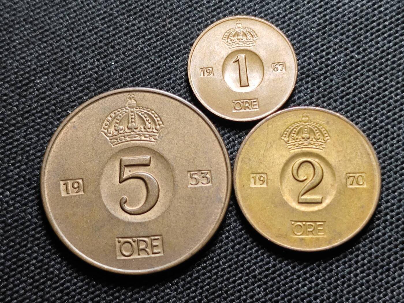 KK钱币收藏小铺  第414期 2月预留时间 周末发货  瑞典大小面值铜币一套