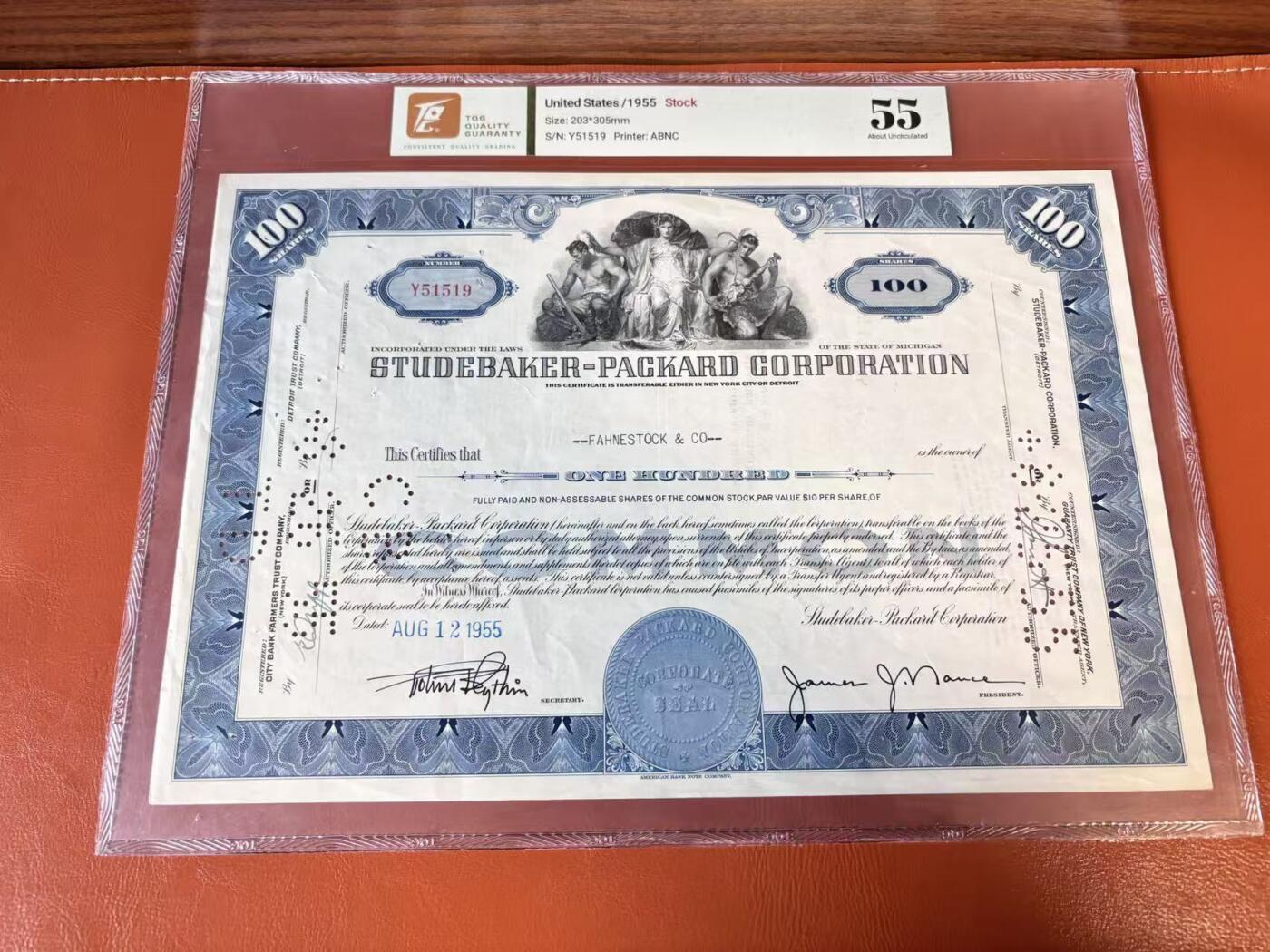 【Blue Auction】世界纸币精拍第802期——18级TOP拍卖/信誉/品质/专业/高效💫 【一组4张】美国 1954-93年 大票幅 雕版印刷股票一组 TQG64-45