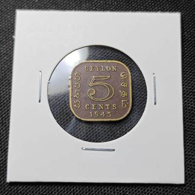 KK钱币收藏小铺  第415期 2月预留时间 周末发货 1945英属锡兰5分
