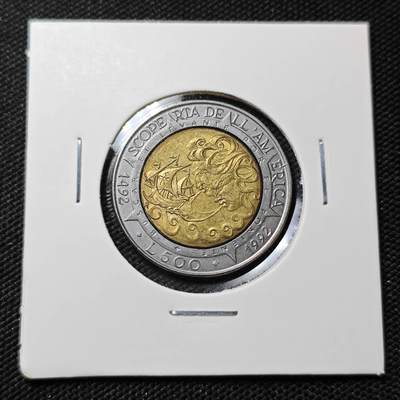 KK钱币收藏小铺  第415期 2月预留时间 周末发货 1992圣马力诺500里拉 