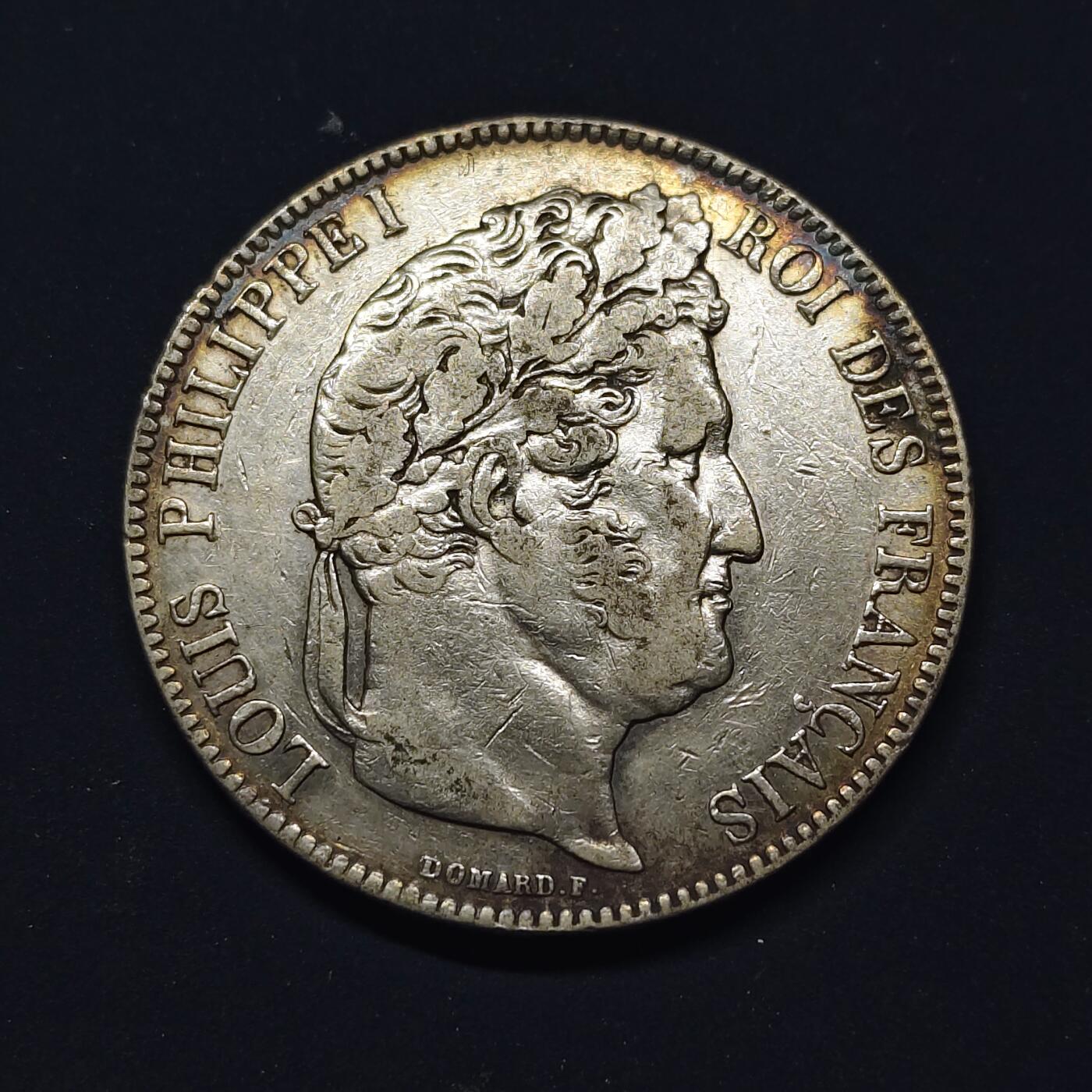 【全场包邮】纯粹捡漏拍517场 法国1843年路易·菲利普一世W厂5法郎银币【37毫米25克90%】