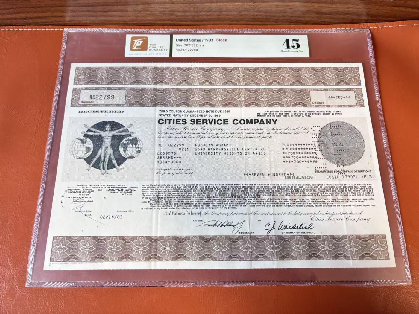 【Blue Auction】世界纸币精拍第802期——18级TOP拍卖/信誉/品质/专业/高效💫 【一组4张】美国 1967-83年 大票幅 雕版印刷股票一组 TQG58-45