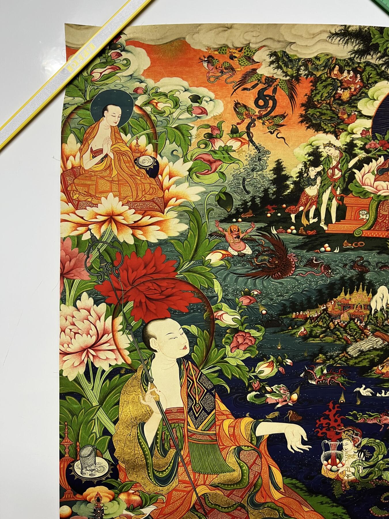 零元拍：唐卡装饰艺术复制画 （非原画）做旧工艺 名稱：米拉日巴尊者 规格：51✖️71 