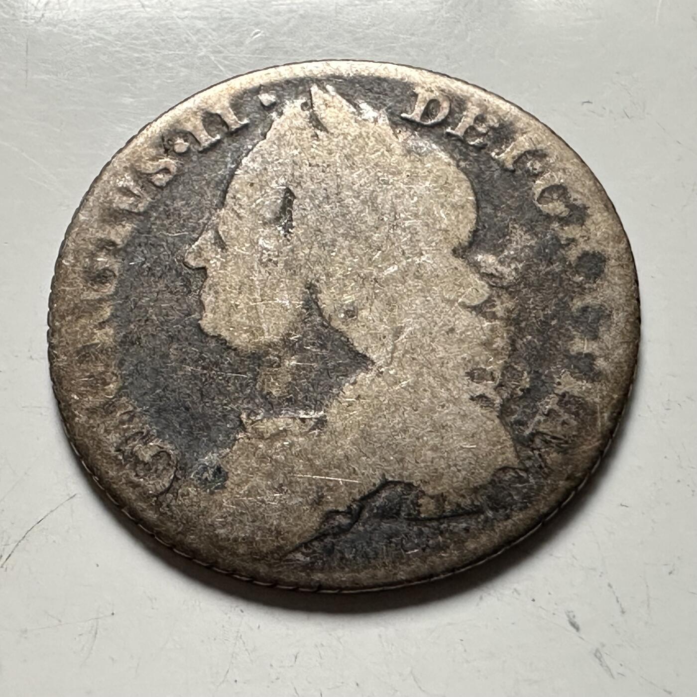 🌹外币初藏🌹🐯2026年第36场   每周二四六晚8️⃣点 接代拍 英国 1727-1760年 乔治二世 6便士 十字盾徽银币 92.5%银-2.83g