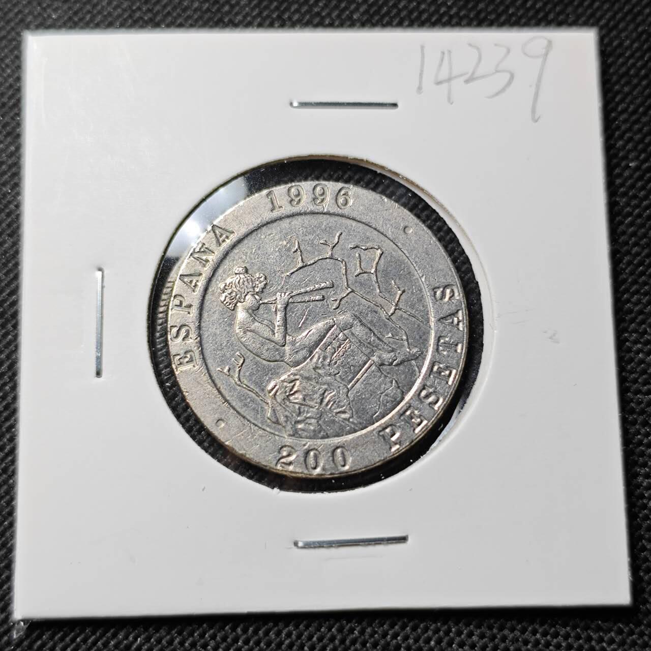 KK钱币收藏小铺  第414期 2月预留时间 周末发货 1996西班牙200比塞塔 纪念币