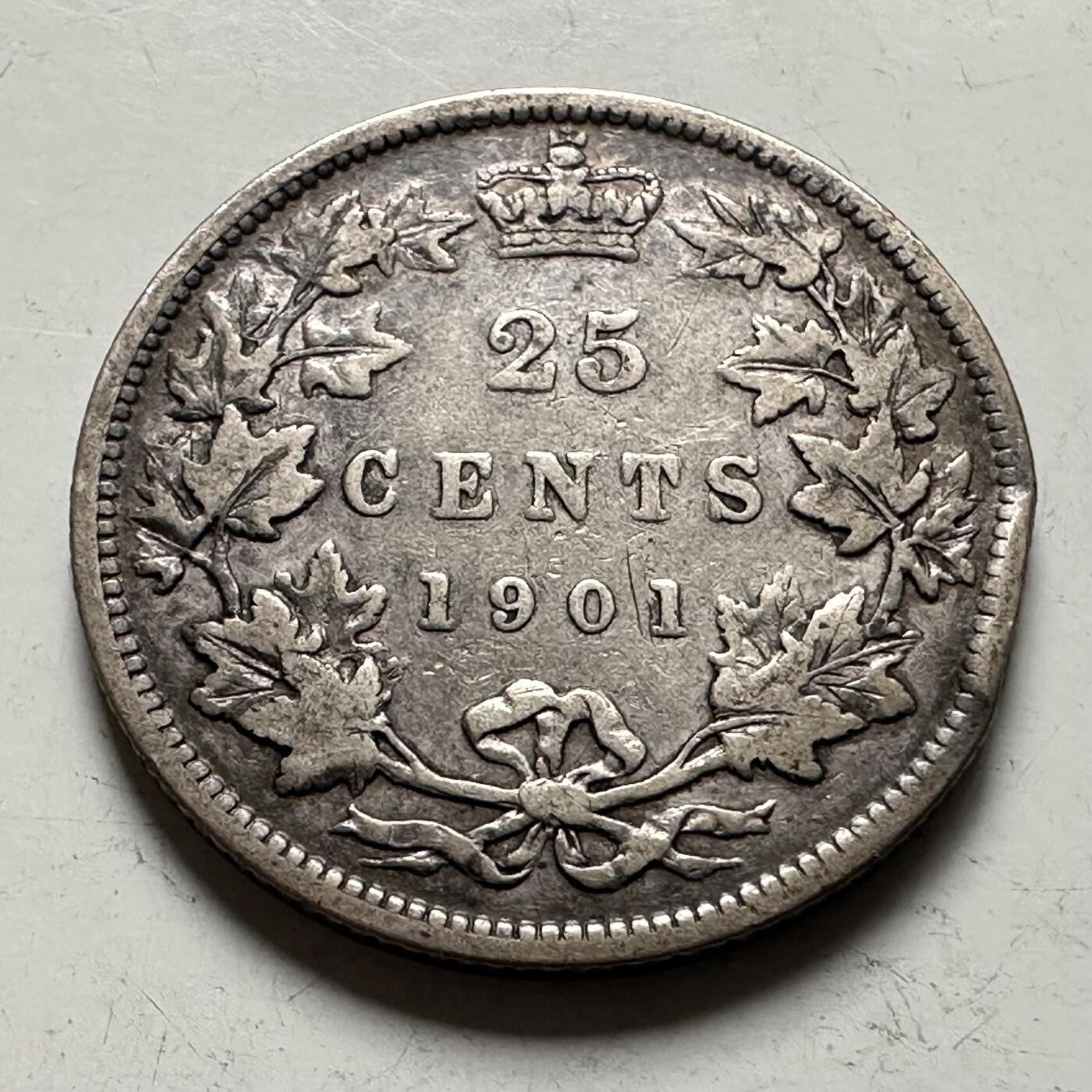 🌹外币初藏🌹🐯2026年第36场   每周二四六晚8️⃣点 接代拍 加拿大 1901年 维多利亚 25分 银币 92.5%银-5.83g-23.6mm