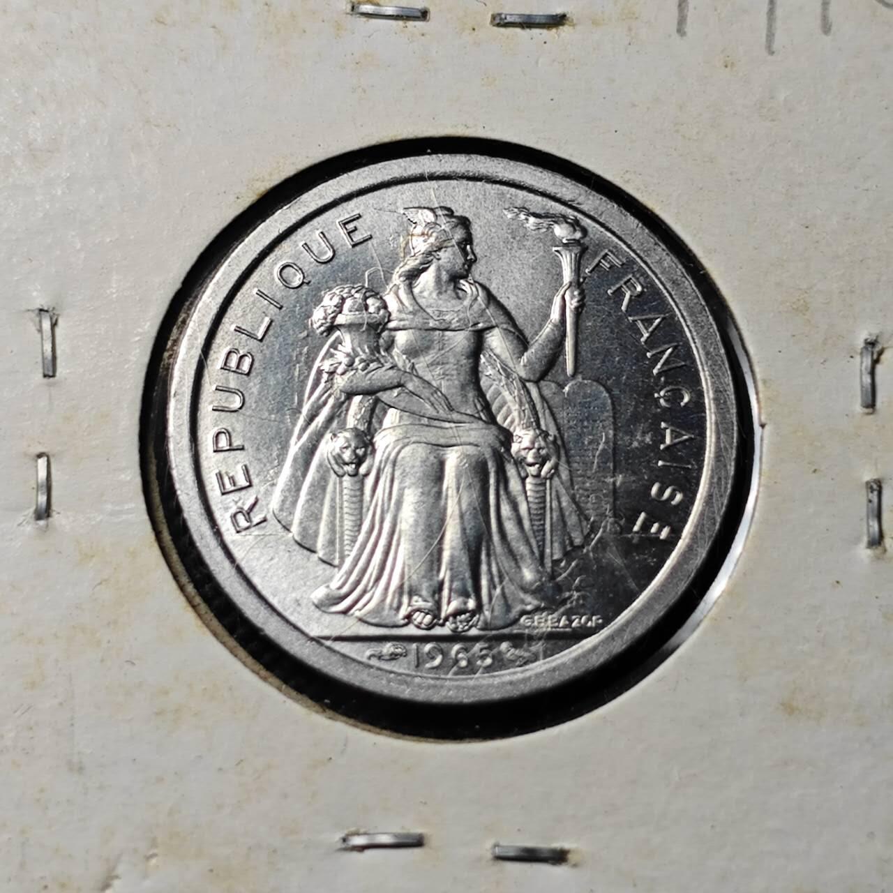 KK钱币收藏小铺  第414期 2月预留时间 周末发货 1965法属波利尼西亚1法郎