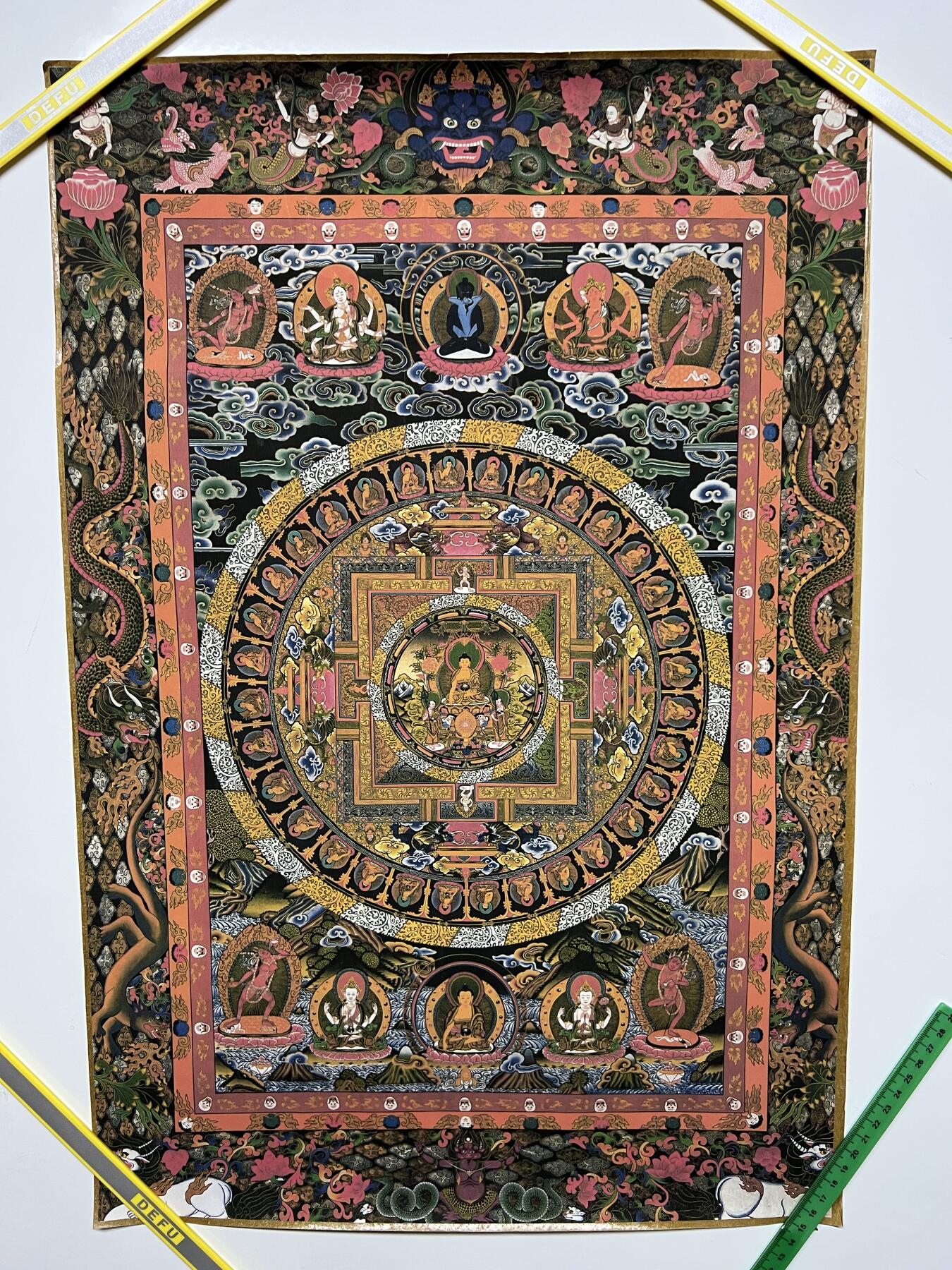 零元拍：唐卡装饰艺术复制画 （非原画）做旧工艺 名稱：曼茶羅 尺寸60✖️40