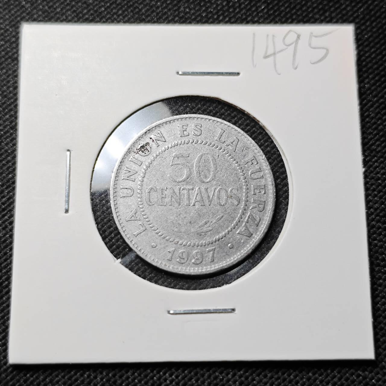 KK钱币收藏小铺  第414期 2月预留时间 周末发货  玻利维亚50分