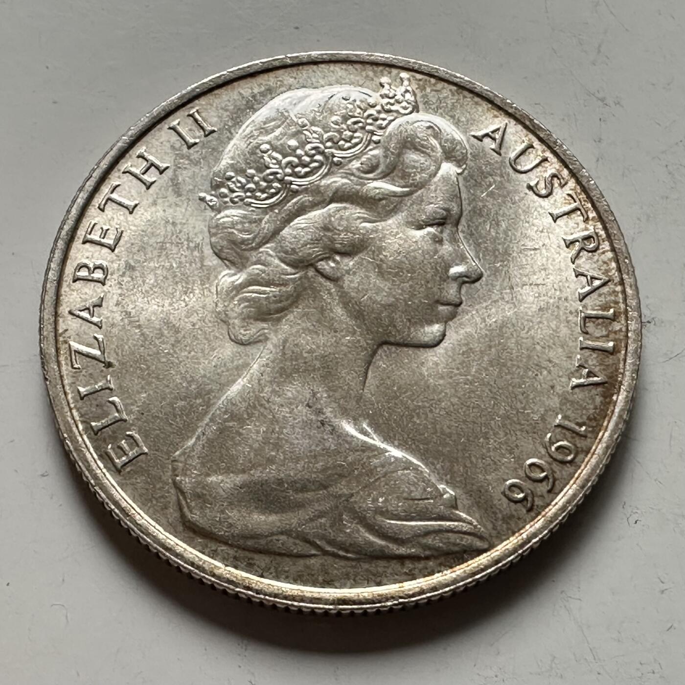 🌹外币初藏🌹🐯2026年第36场   每周二四六晚8️⃣点 接代拍 澳大利亚 1966年 50分银币 80%银-13.28g-31.65mm