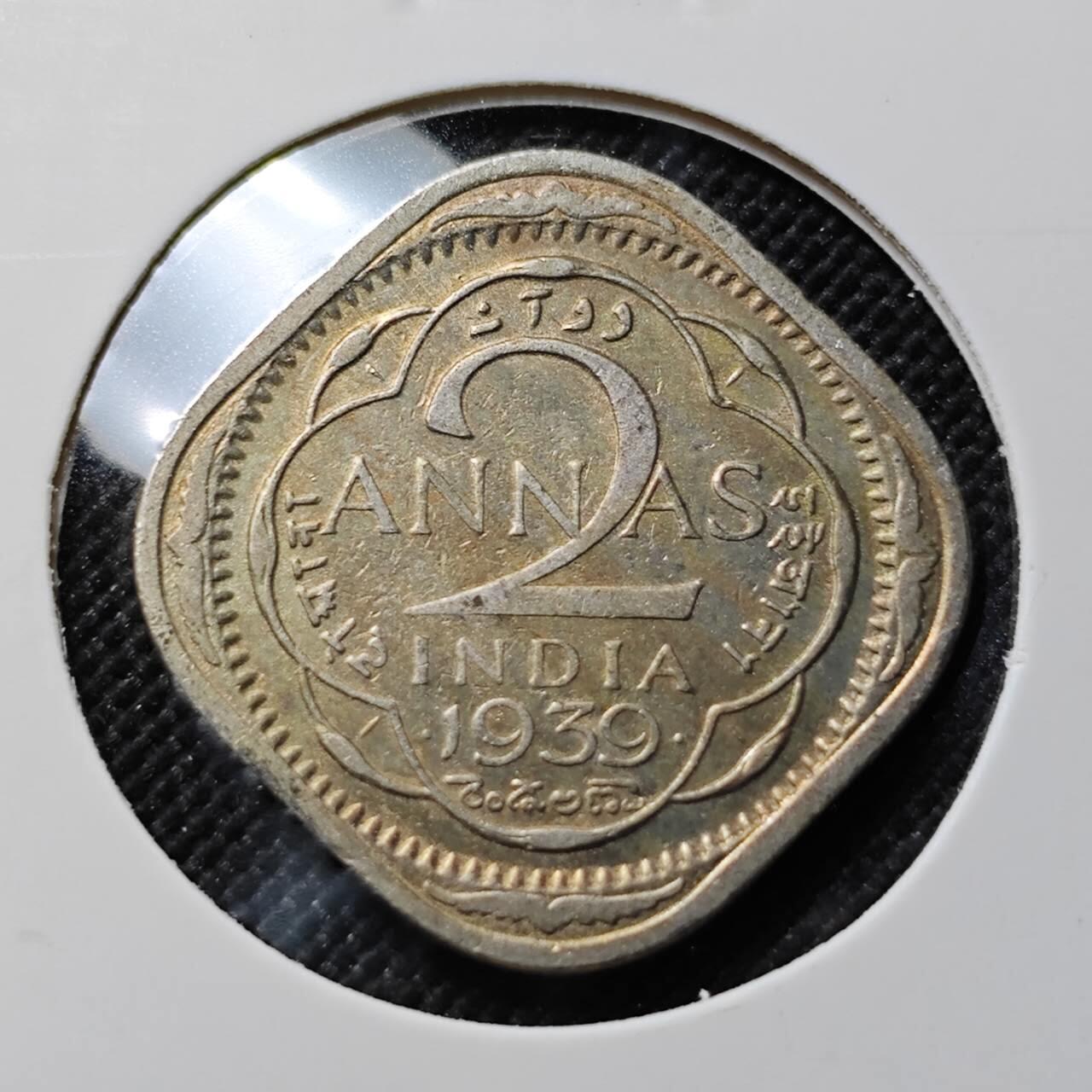 KK钱币收藏小铺  第414期 2月预留时间 周末发货  1939英属印度2安娜