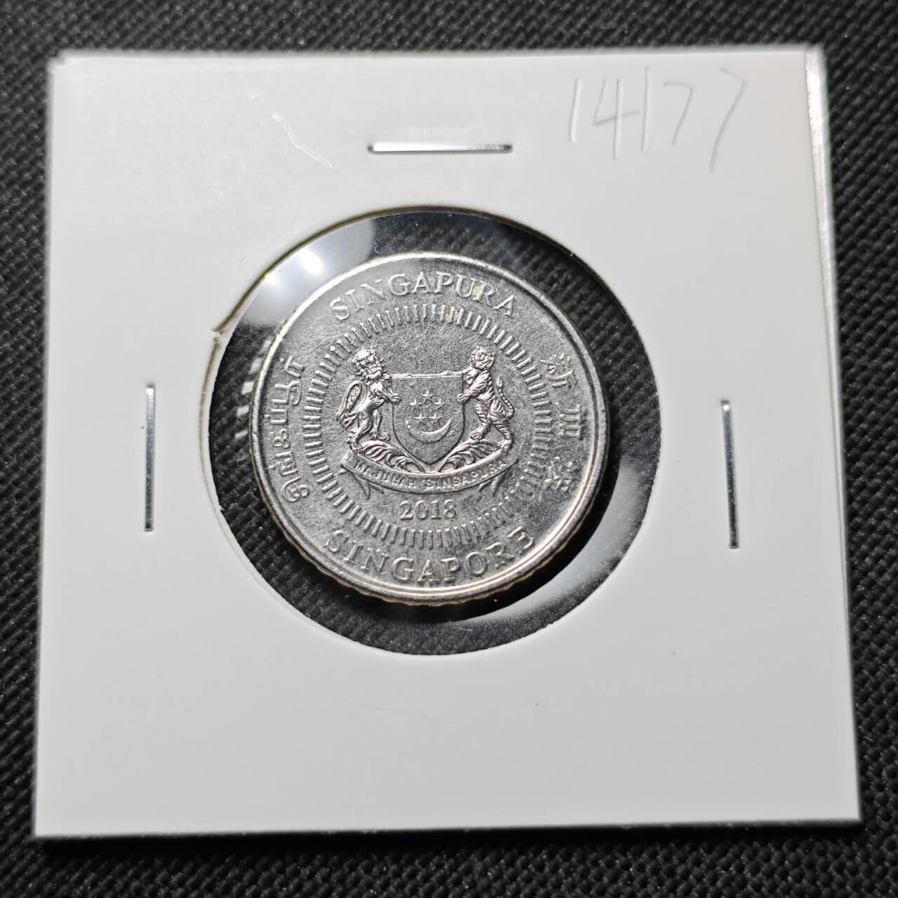 KK钱币收藏小铺  第414期 2月预留时间 周末发货 2018新加坡50分 