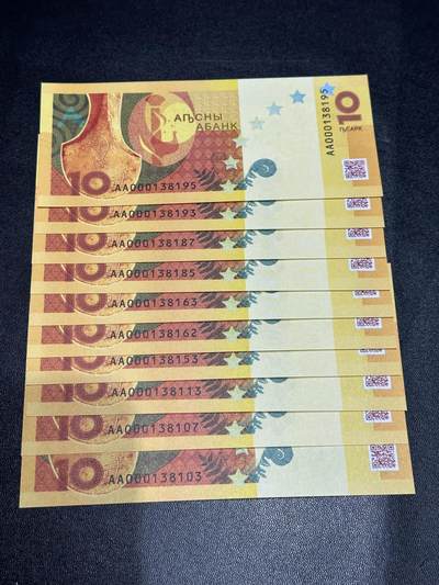 《外钞收藏家》第六百二十三期（精选场）（长期征集拍品、欢迎藏友们联系合作） - 2024年阿布哈兹10阿莎 纪念钞 10张一起 全新UNC