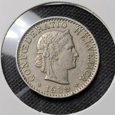 KK钱币收藏小铺  第415期 2月预留时间 周末发货 1939瑞士20分 