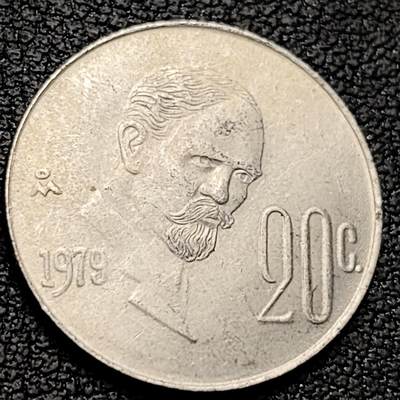 泉币菌-第219场-拍品多 请提前出价 - 墨西哥20分人物镍铜硬币  鹰蛇仙人掌 20mm 纪念币铜钱