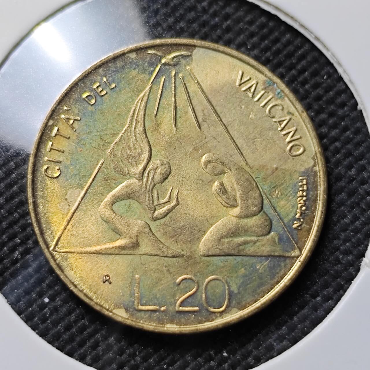 KK钱币收藏小铺  第414期 2月预留时间 周末发货  梵蒂冈20里拉