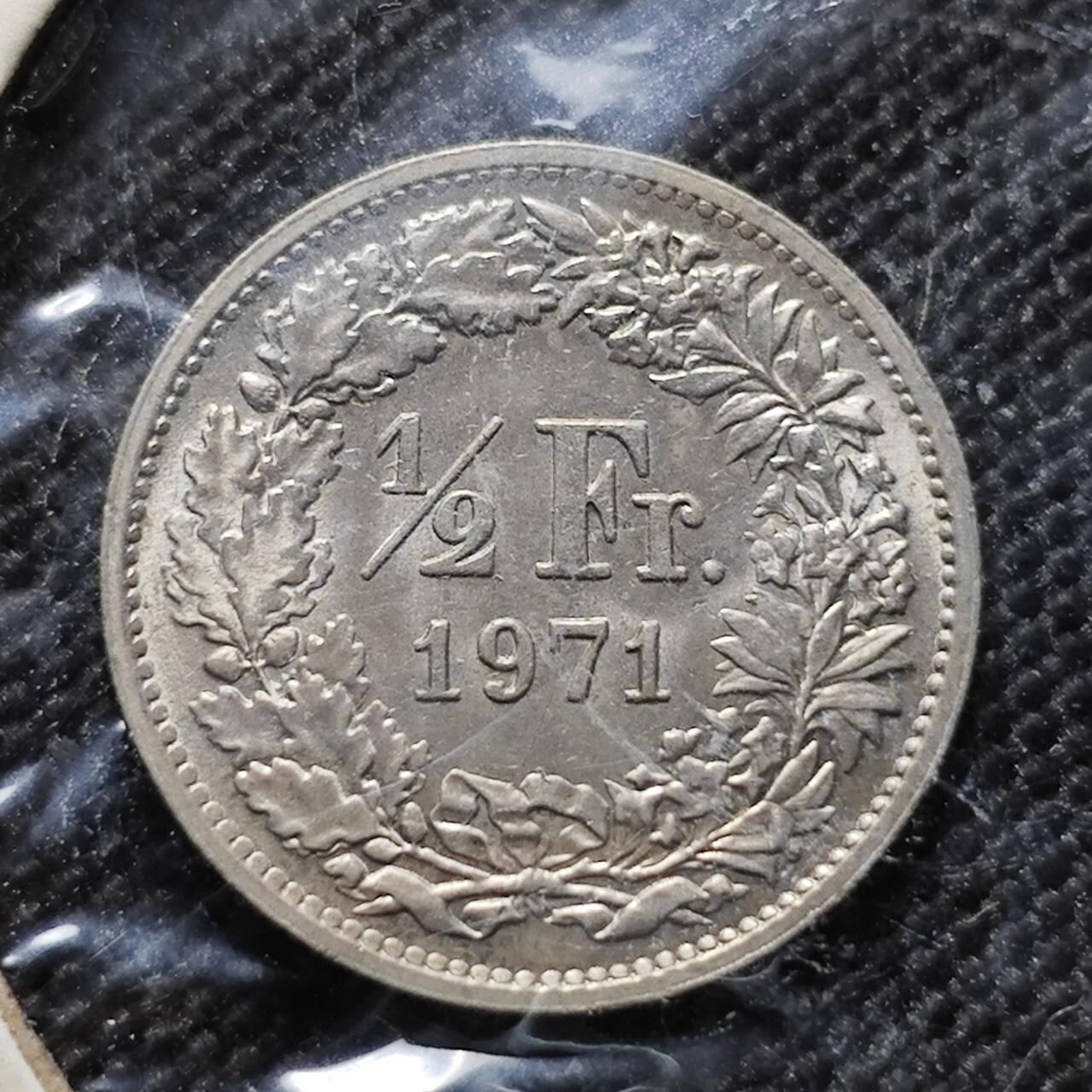 KK钱币收藏小铺  第414期 2月预留时间 周末发货 1971瑞士1/2法郎 好品