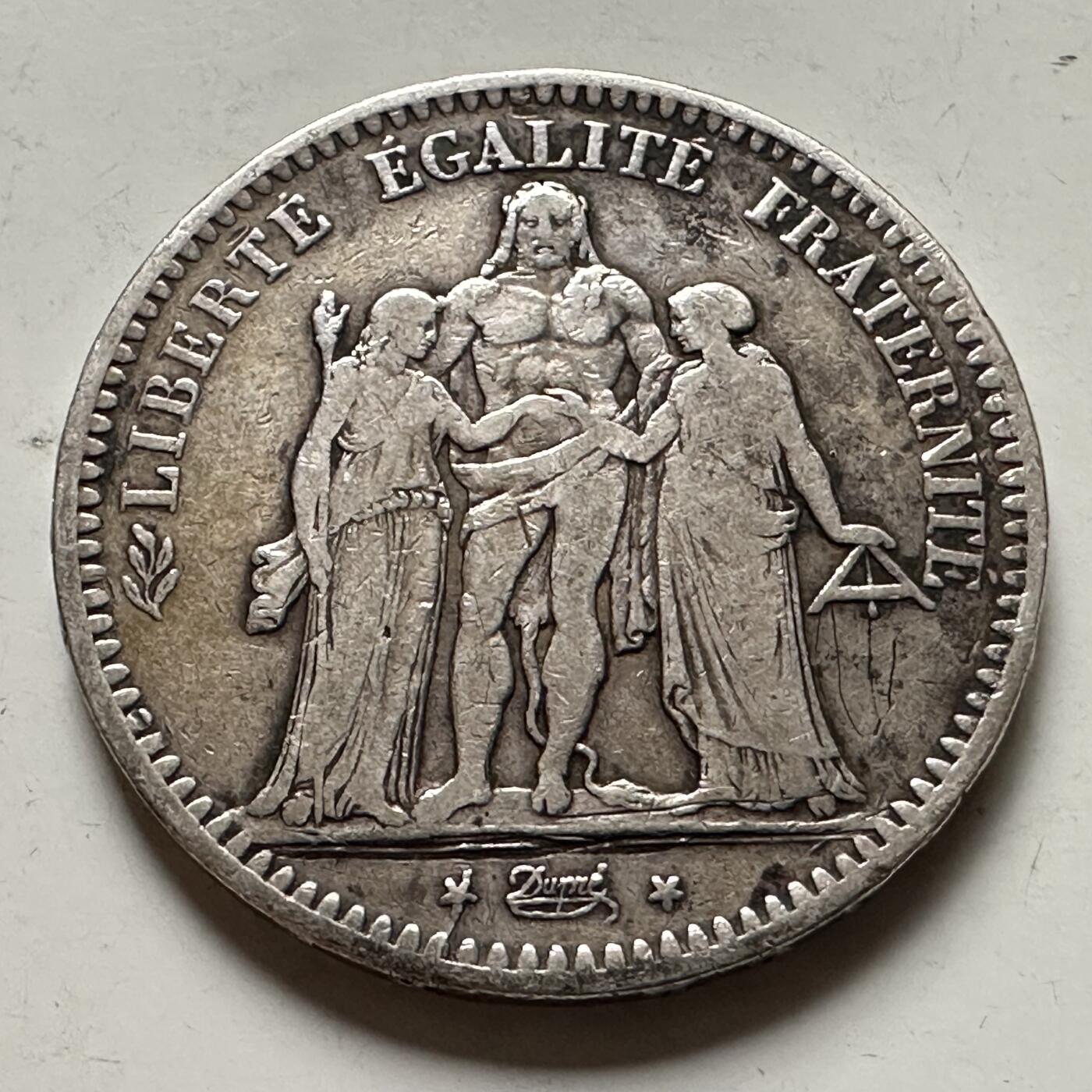 🌹外币初藏🌹🐯2026年第36场   每周二四六晚8️⃣点 接代拍 法国 1849年 大力神 5法郎 37毫米-90%银 25克