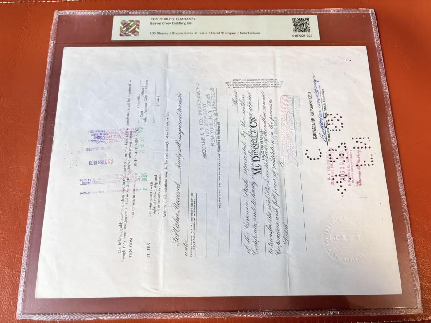 【Blue Auction】世界纸币精拍第802期——18级TOP拍卖/信誉/品质/专业/高效💫  【一组4张】美国 1939-68年 大票幅 雕版印刷股票一组 TQG58-53